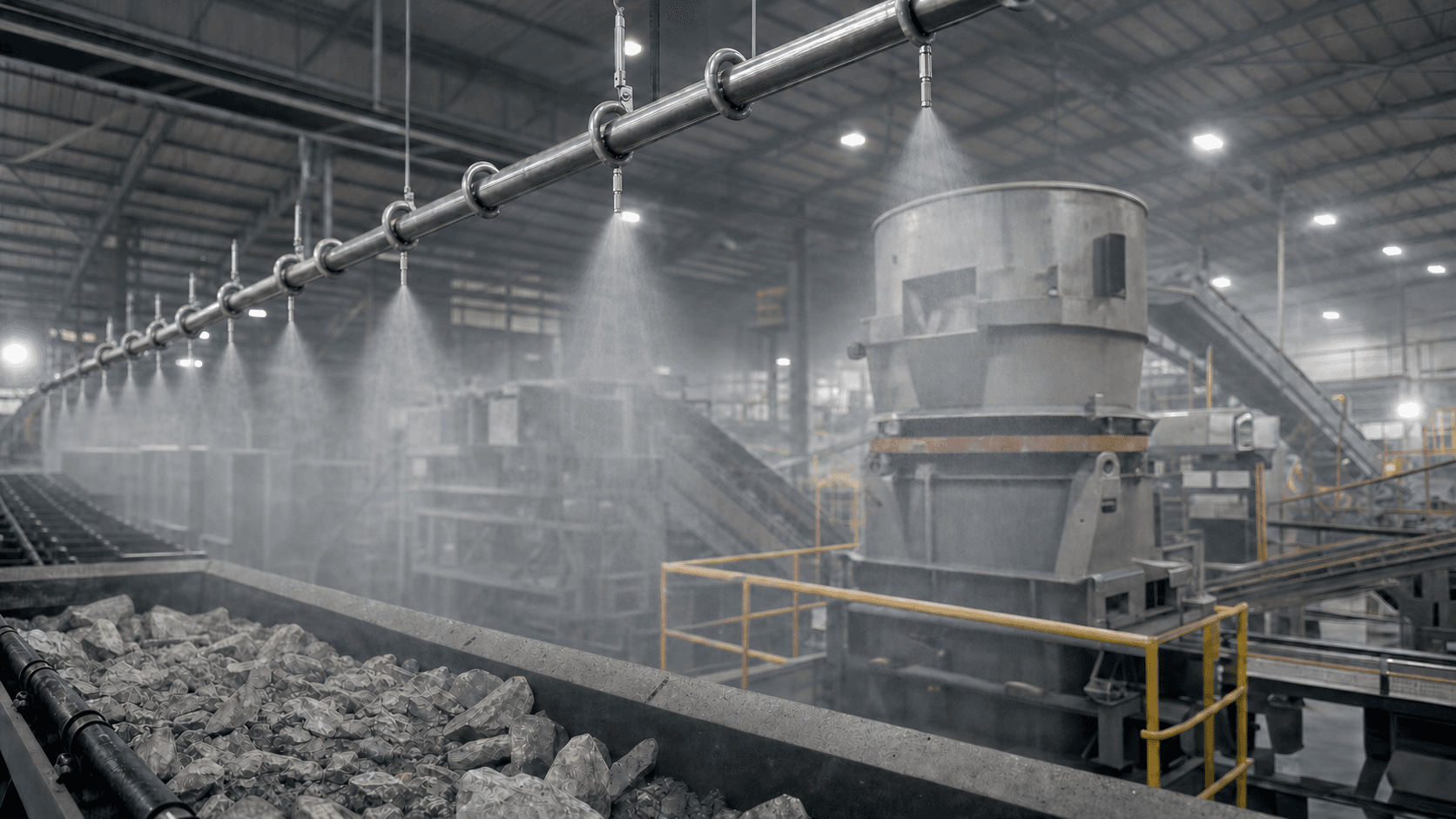 Factory cooling and dust suppression misting system
